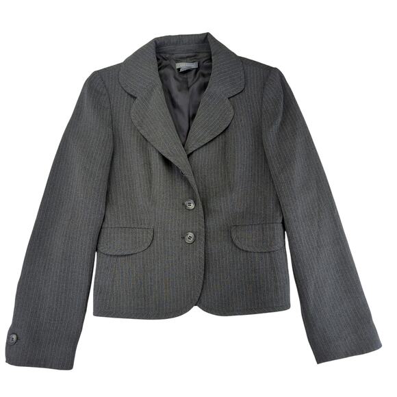 Ann Taylor Gray Pinstripe Blazer Jacket 3 Button Women's 4 Stretch‎ Lightweight - Picture 1 of 7